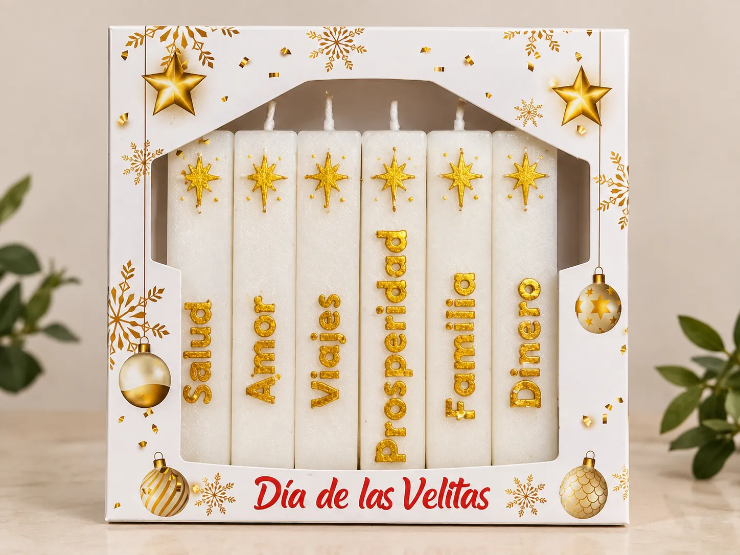 Hemosa caja de velas de deseos de seis velas